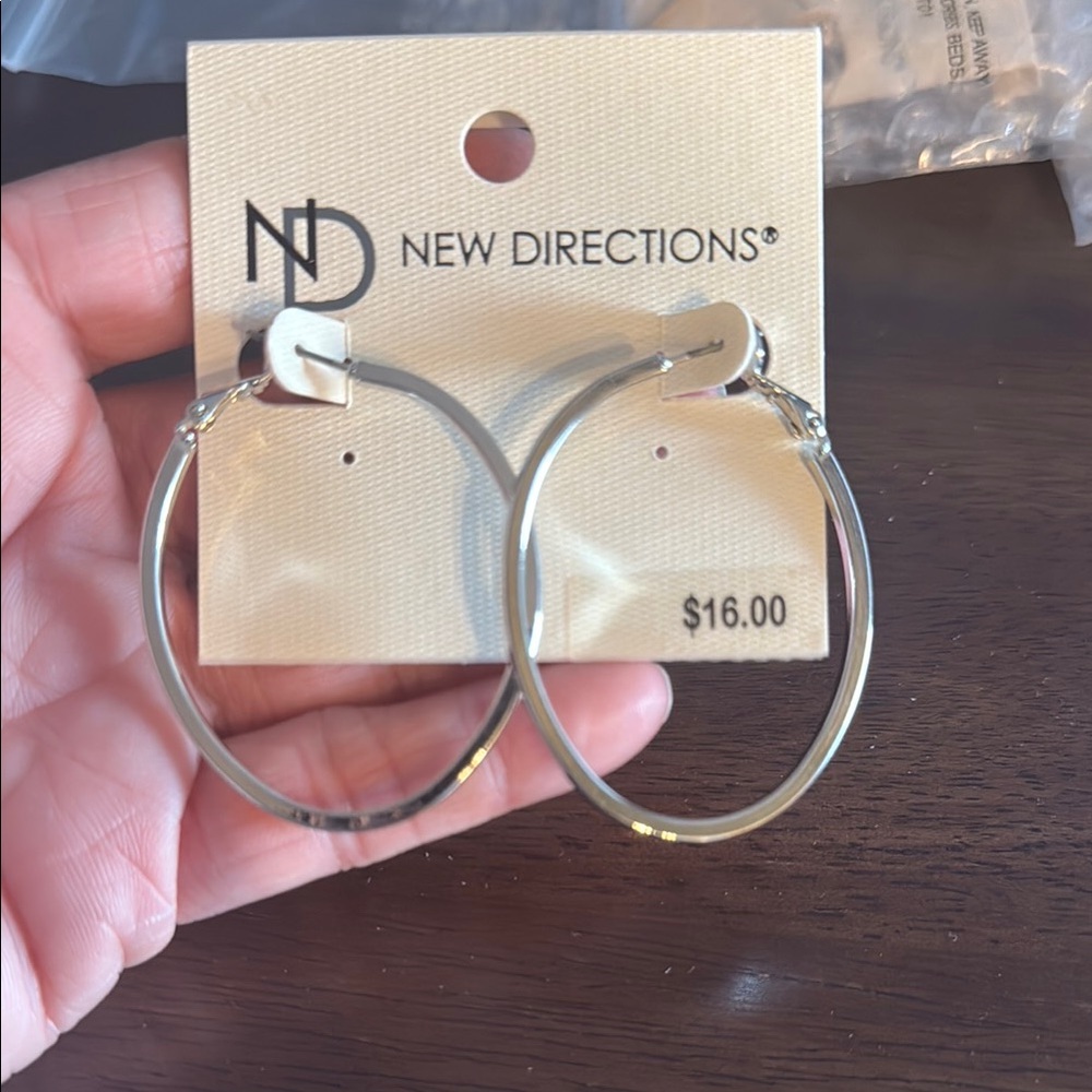 New Directions Silver Hoop Earrings Sleek Design